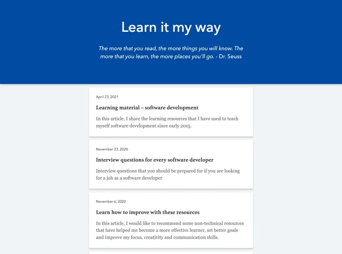 Learnitmyway Wesbite screenshot