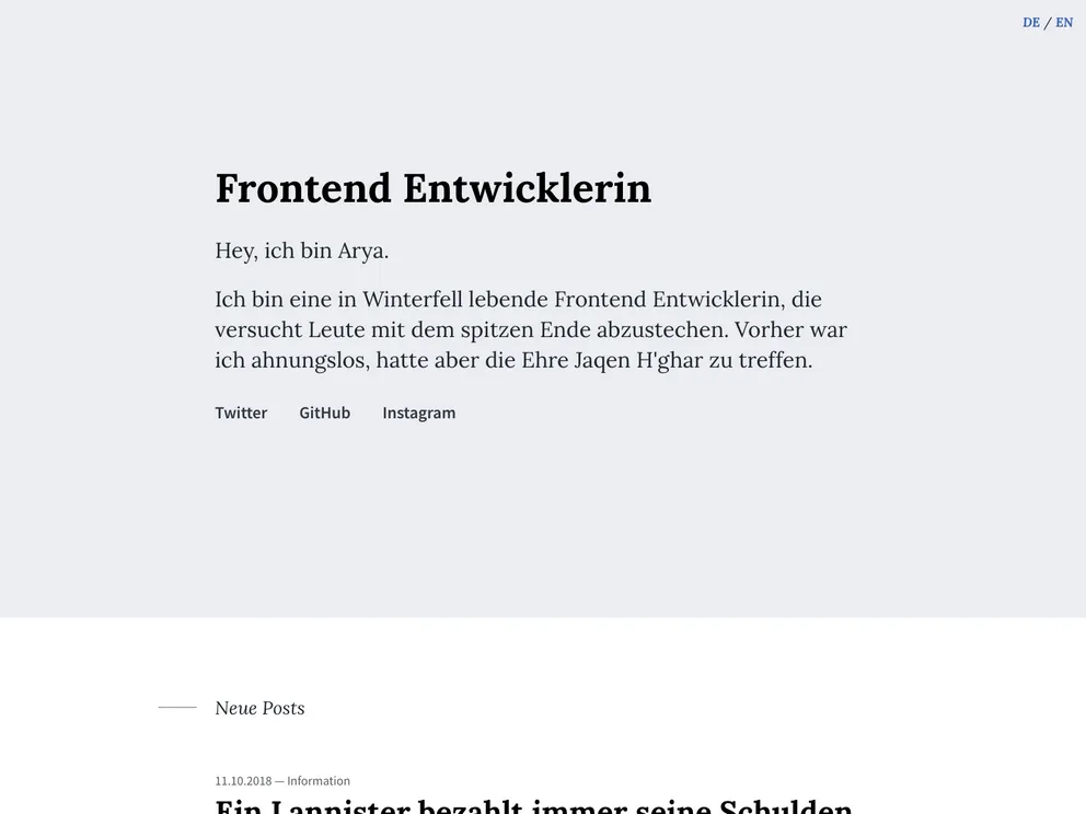 screenshot of Gatsby Starter Prismic I18n