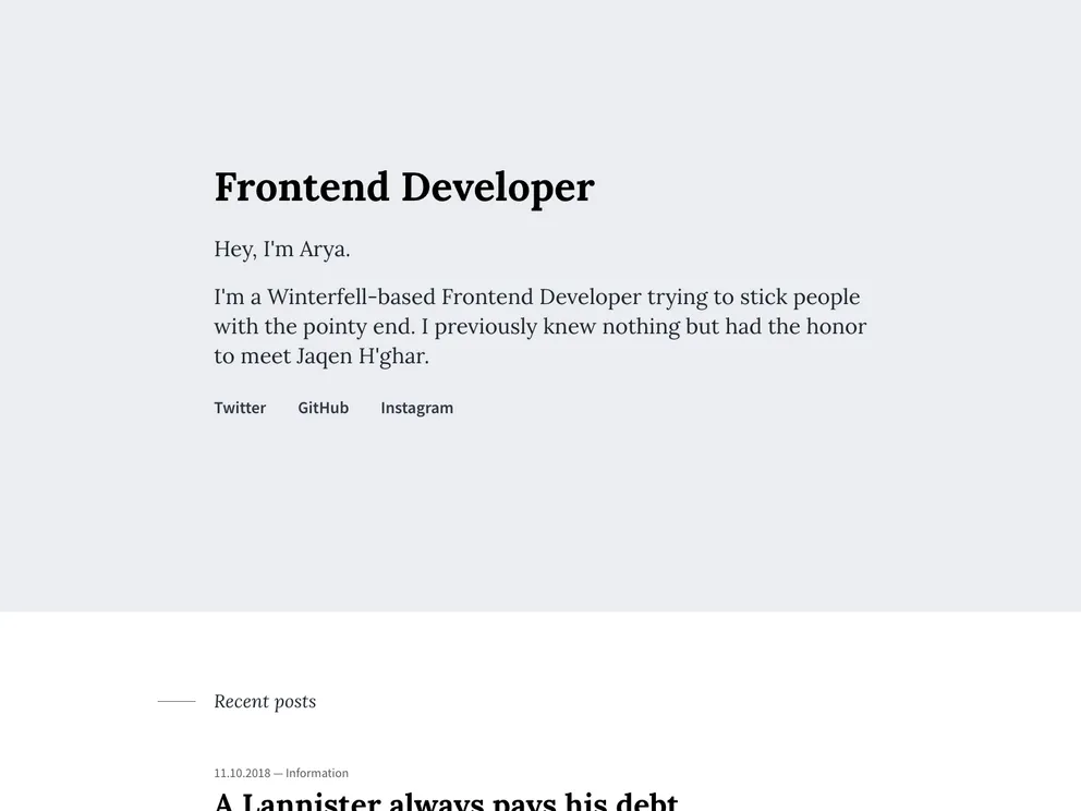 screenshot of Gatsby Starter Prismic