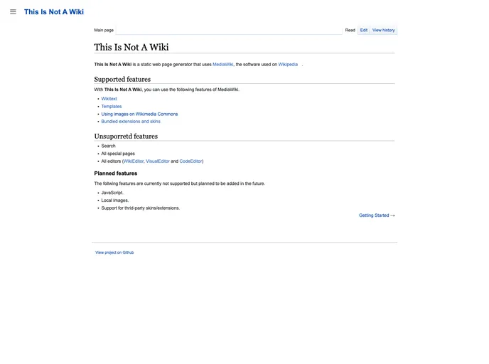 screenshot of This Is Not A Wiki