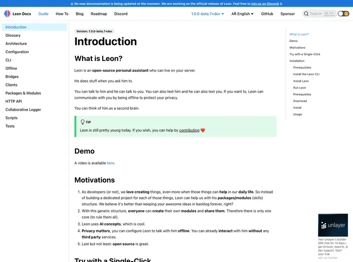 screenshot of Docs.getleon.ai