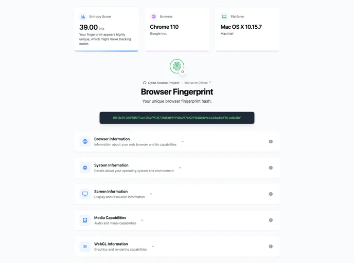 Browser Fingerprint screenshot