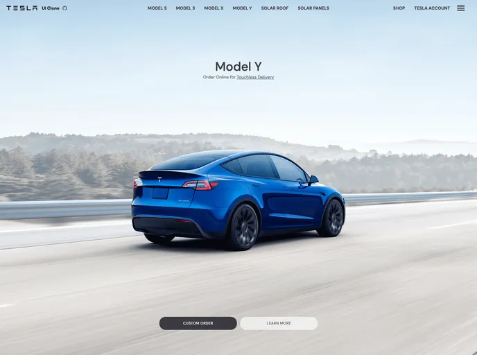 Tesla Homepage UI Clone screenshot
