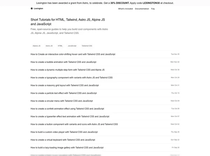 screenshot of Lexington Tutorials