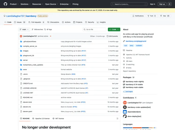 screenshot of Learnbevy