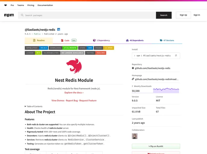 screenshot of Nestjs Redis