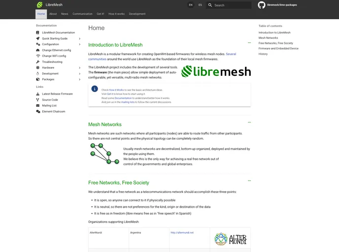 screenshot of Libremesh.github.io