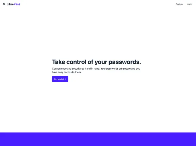 screenshot of LibrePass Website