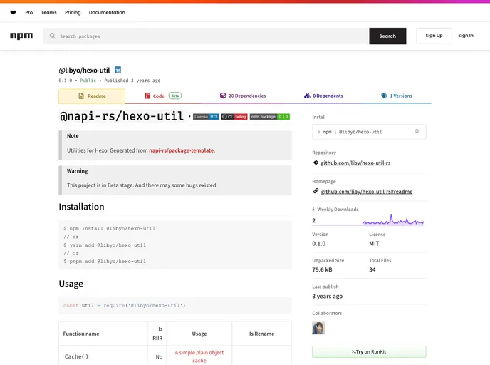 screenshot of Hexo Util Rs