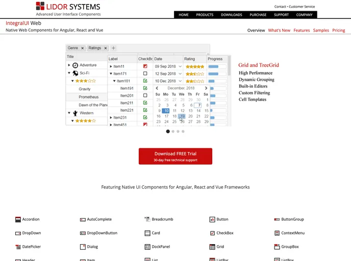 screenshot of Integralui Web Angular