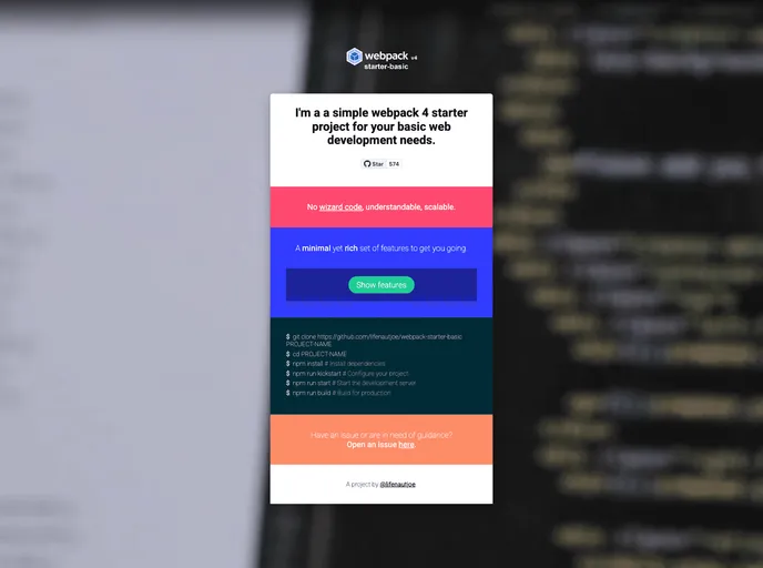 screenshot of Webpack Starter Basic
