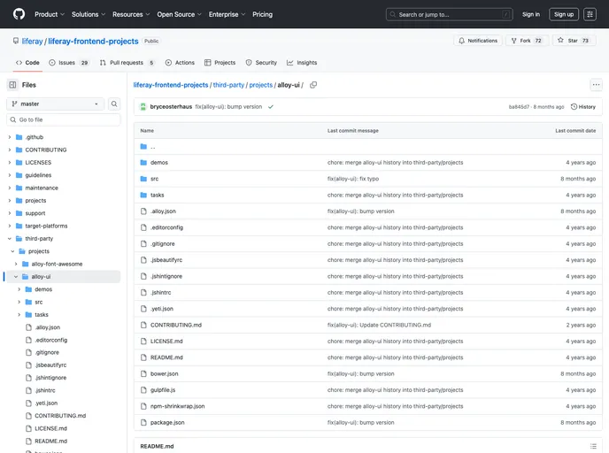 screenshot of Alloy UI