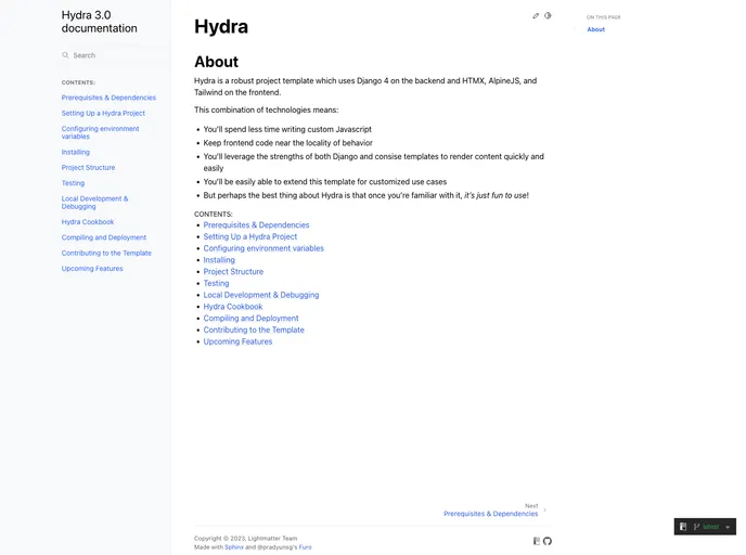 screenshot of Django Hydra