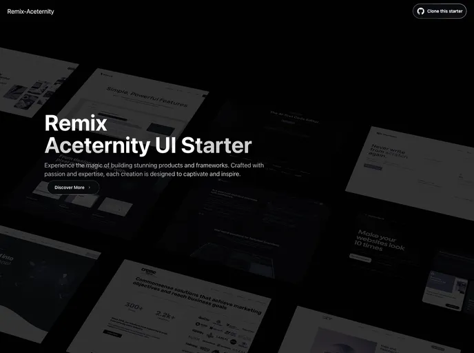 screenshot of Remix Aceternity Starter