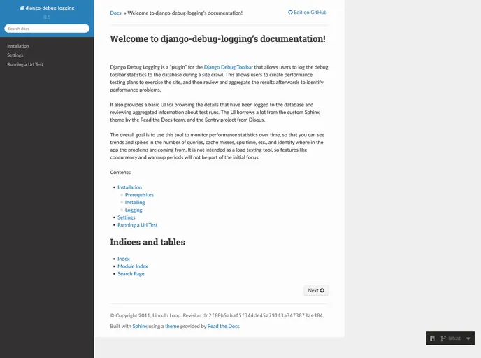 screenshot of Django Debug Logging