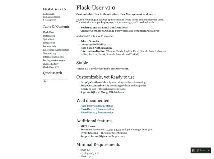 screenshot of Flask User