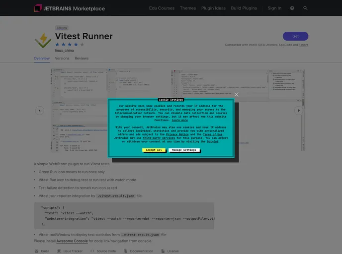 screenshot of Vitest Jetbrains Plugin