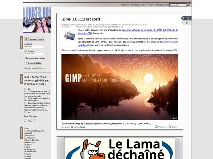 screenshot of Linuxfr.org