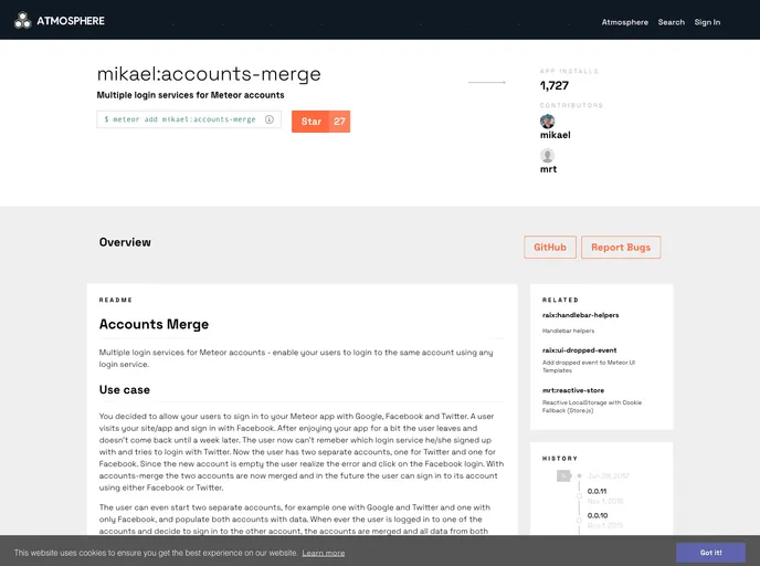 screenshot of Meteor Accounts Merge