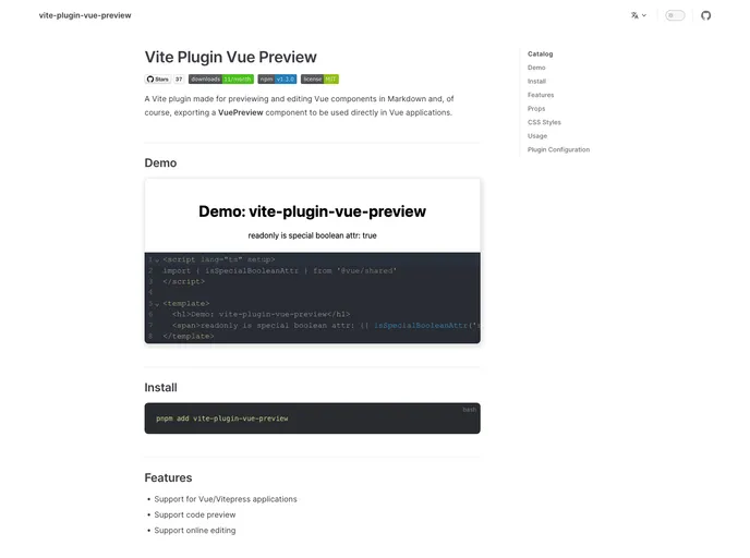 screenshot of Vite Plugin Vue Preview