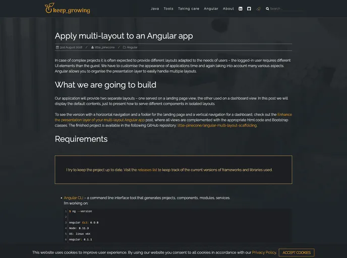 screenshot of Angular Multi Layout Scaffolding