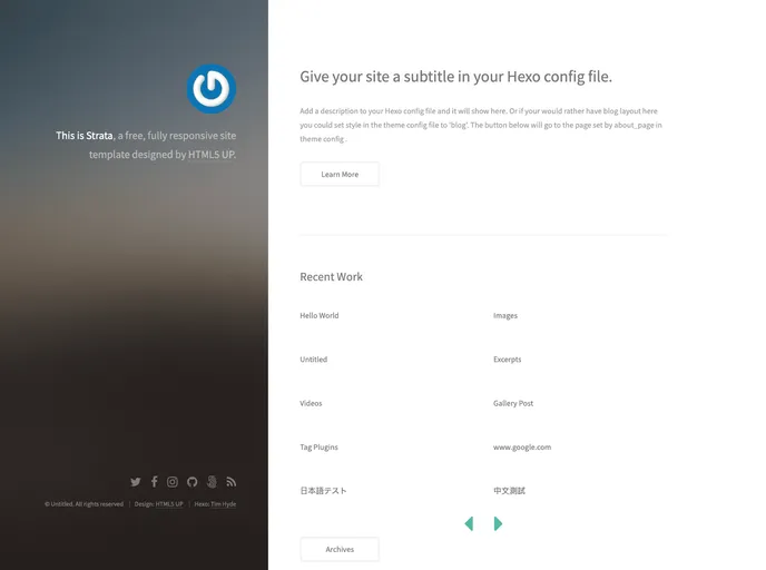 screenshot of Hexo Theme Strata