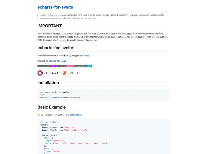 screenshot of Echarts For Svelte