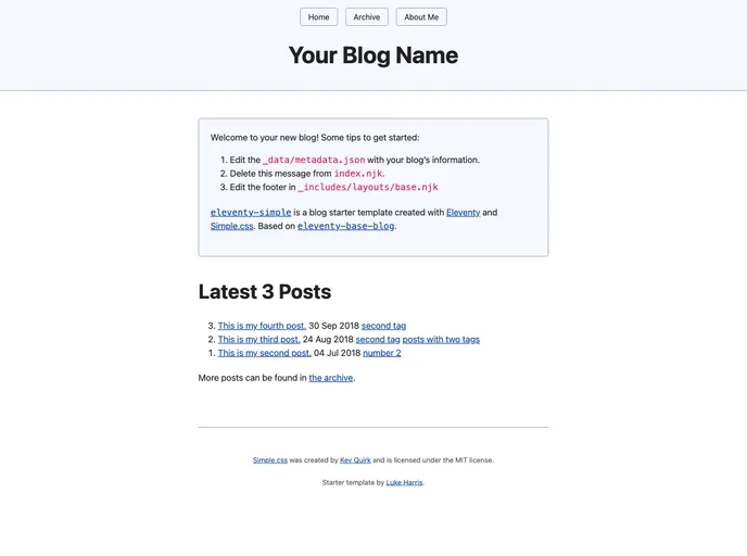 screenshot of Eleventy Simple