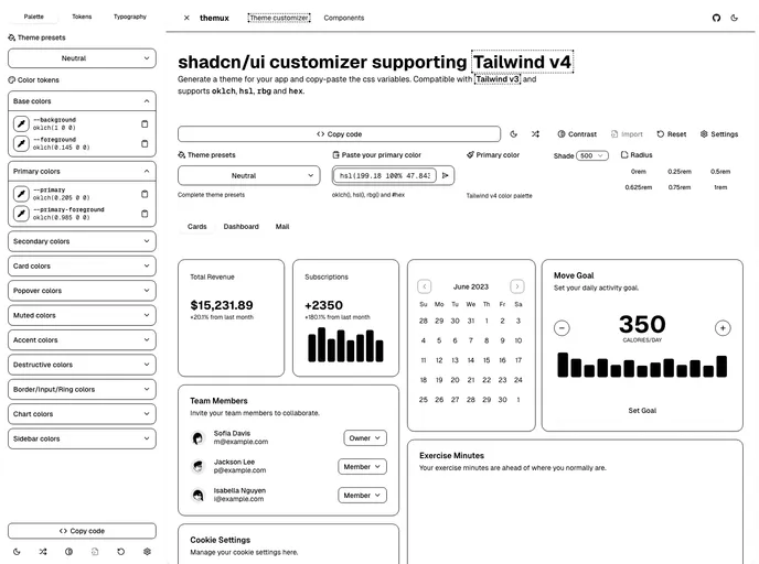 screenshot of Themux