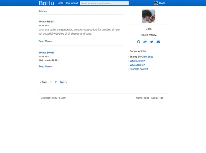 screenshot of Bohu Jekyll Theme