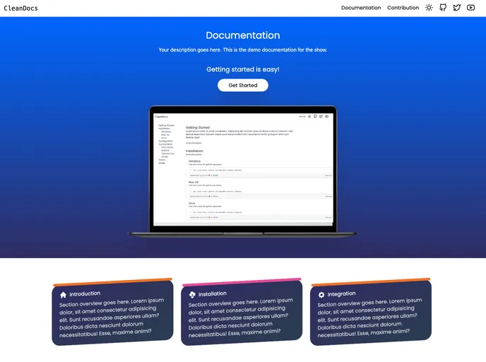 screenshot of Cleandocs Template