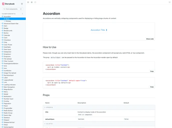 screenshot of UI Components