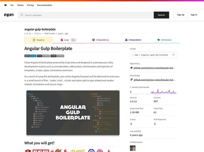 screenshot of Angular Gulp Boilerplate
