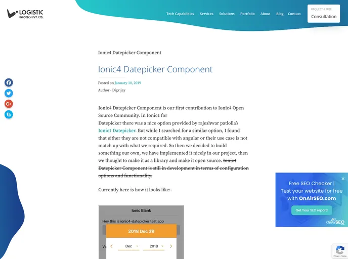 screenshot of Ionic4 Datepicker