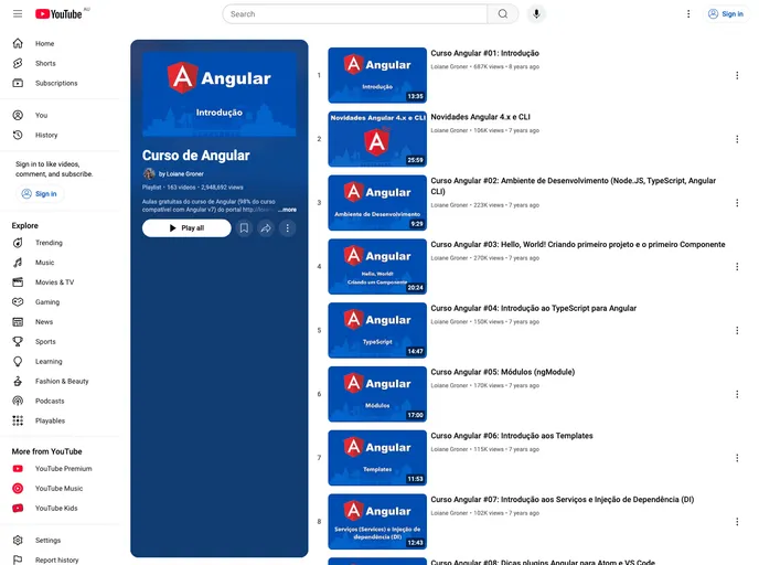 screenshot of Curso Angular