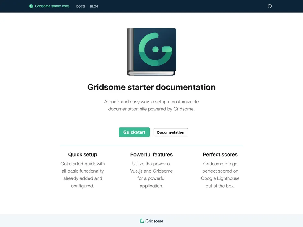 screenshot of Gridsome Starter Docs