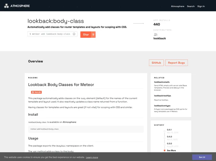 screenshot of Meteor Bodyclass