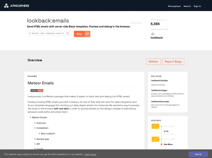 screenshot of Meteor Emails