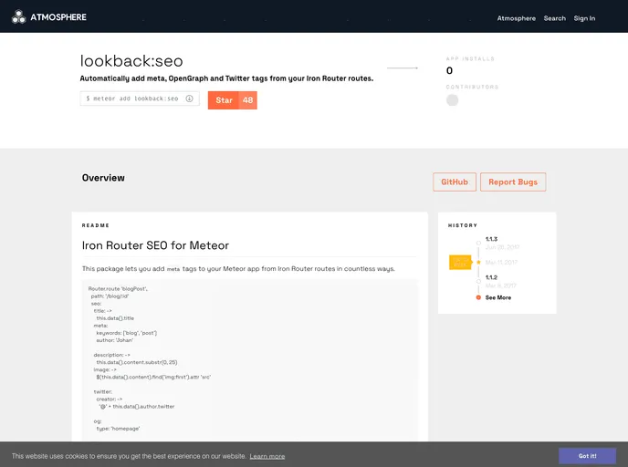 screenshot of Meteor Seo
