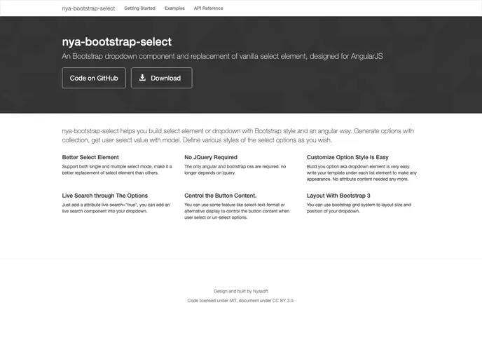 screenshot of Nya Bootstrap Select