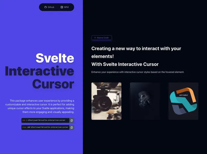 screenshot of Svelte Interactive Cursor