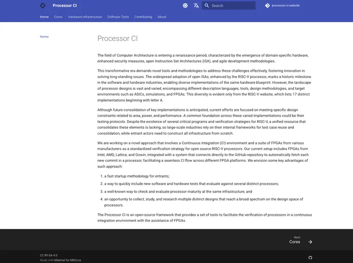screenshot of Processor Ci Website