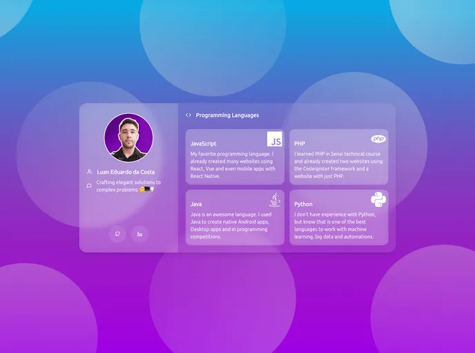 screenshot of React Tailwindcss Glassmorphism