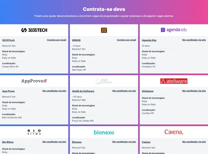 screenshot of Contrata Se Devs