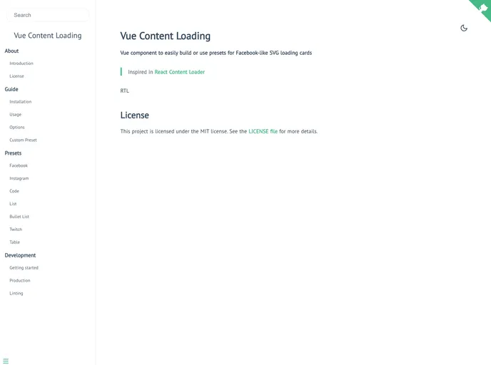 screenshot of Vue Content Loading