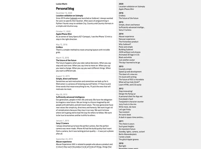 screenshot of Lucianmarin.github.io