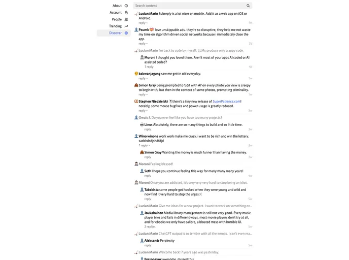 screenshot of Subreply