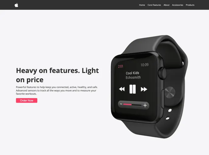 screenshot of Apple Watch Landing Page
