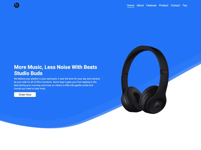 screenshot of Headphones Beats Landing Page