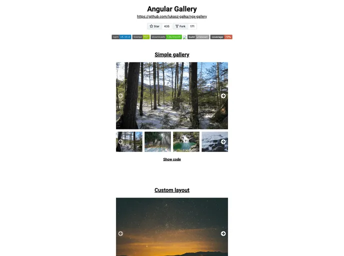 screenshot of Ngx Gallery